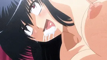 ahe_gao animated animated black_hair blush bouncing_breasts breasts cum cum_in_mouth female fucked_silly happy izumi_hikaru nipples open_mouth rolling_eyes screencap seito_kaichou_hikaru smile