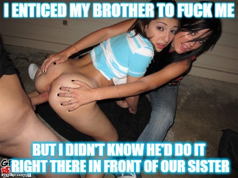 In front of sister