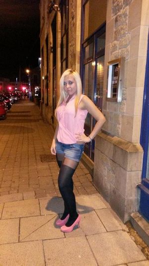 Blonde pink-princess want to try street-meat night life