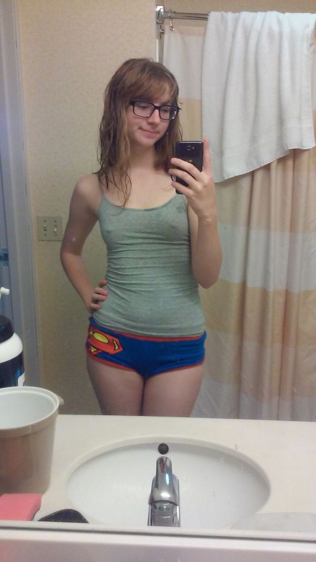 girl in superman shorts