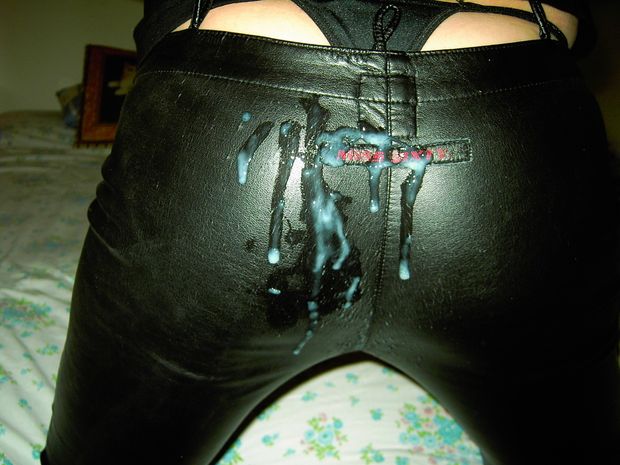 cum on leather pants