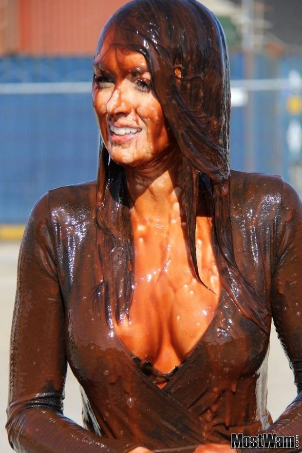 stunning brunette covered