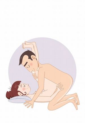 Kamasutra: Shoulder holder: He kneels in front of her grips her legs putting them over one of his shoulders.