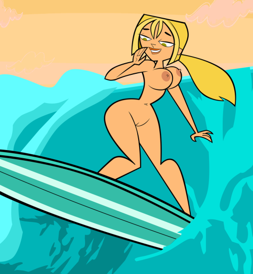 blonde_hair breasts bridgette busty curvy cute female grimphantom naked nipples nude surfing tagme total_drama_island water