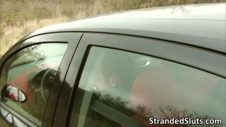 Anina Silk a hot brunette teen gets her stranded on a street when her bicycle broke down but, then these two strangers pass by her.