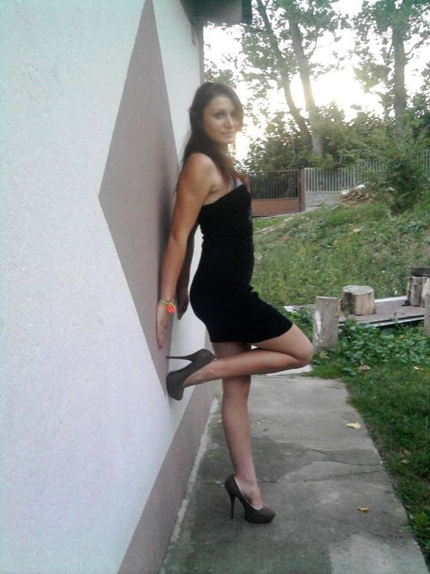 Brunette in short tight dress