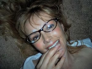 Milf gets glasses cum covered