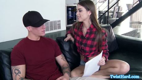 Petite cumshot loving babe with tattoos doggystyle