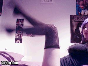 Sexy legs emo teen in stockings