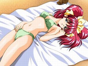 Redheaded anime babe jump a monster cock in classroom