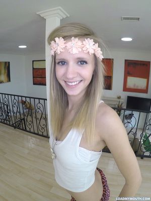 Rachel James gets spoonfed a thick load of cum for loadmymouth.