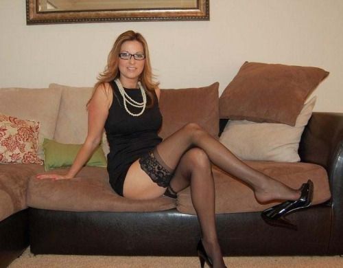 Milf with Glasses and Black Stockings