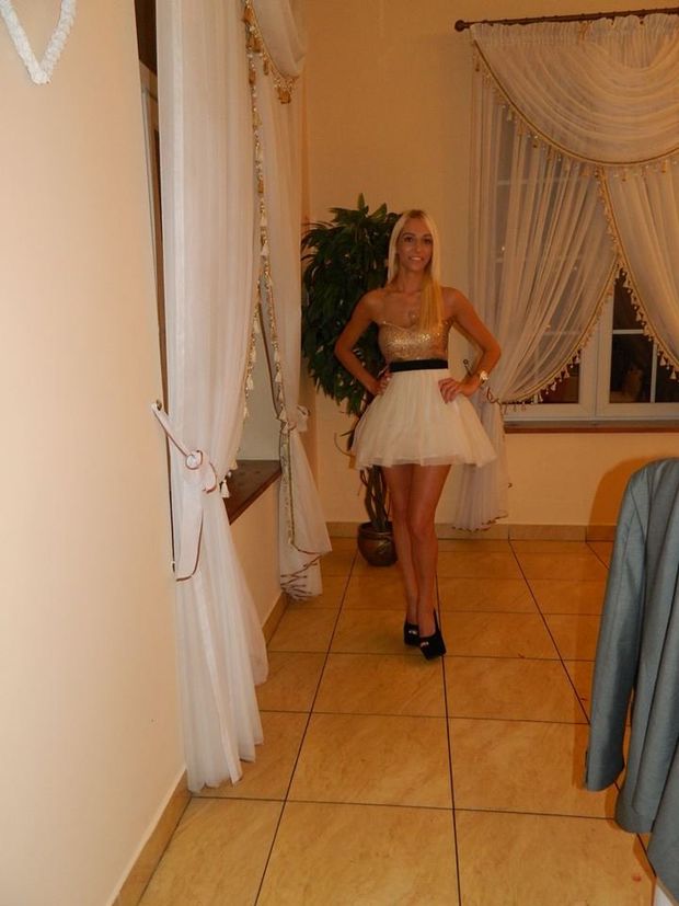 Blonde party girl at the wedding party