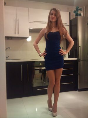 In tight night dress definitely pantyless and braless