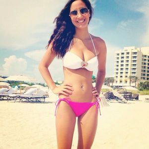 In a bikini at the beach