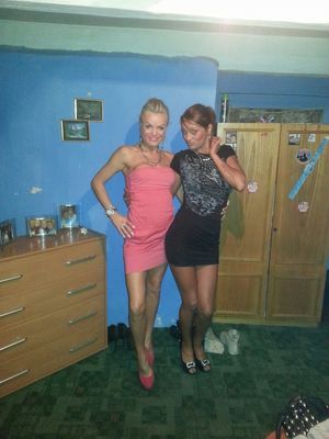 Two bimbos going out for a party