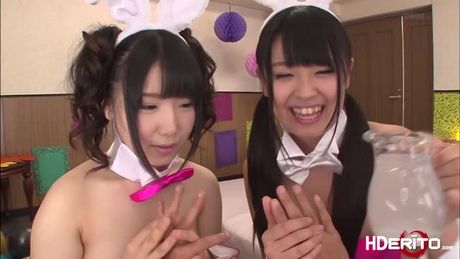 Japanese threesome is more fun with oil and horny ladies. They lucky guy gets oiled up making him hard fast then his dick gets sucked.