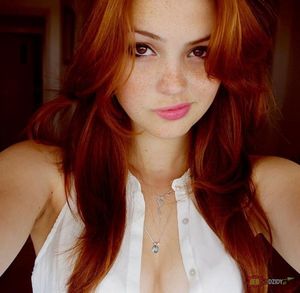 Sweet Hot Redhed in white shirt