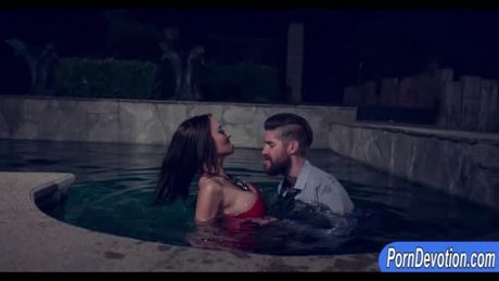 Luscious whore twat pounded by the pool