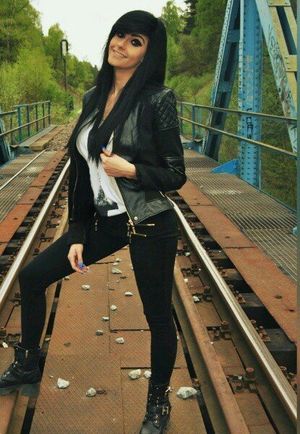 Leather lovin' girl on the bridge