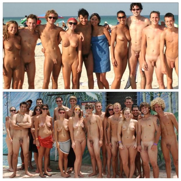 Groups of nude people hanging out