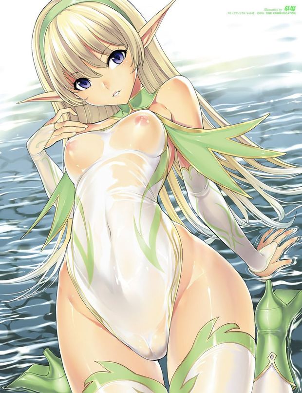 Blonde Elf Getting Wet