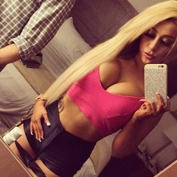 Sexy blonde bimbo selfie
