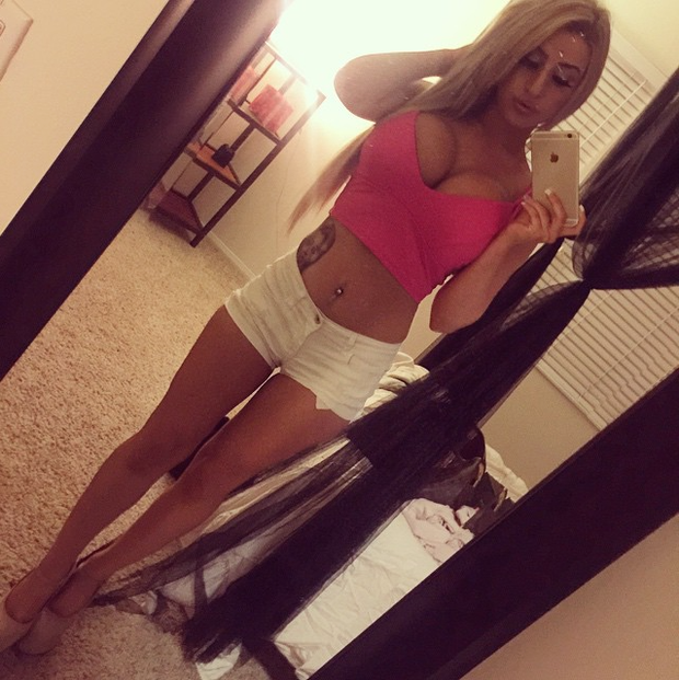 Sexy blonde bimbo selfie