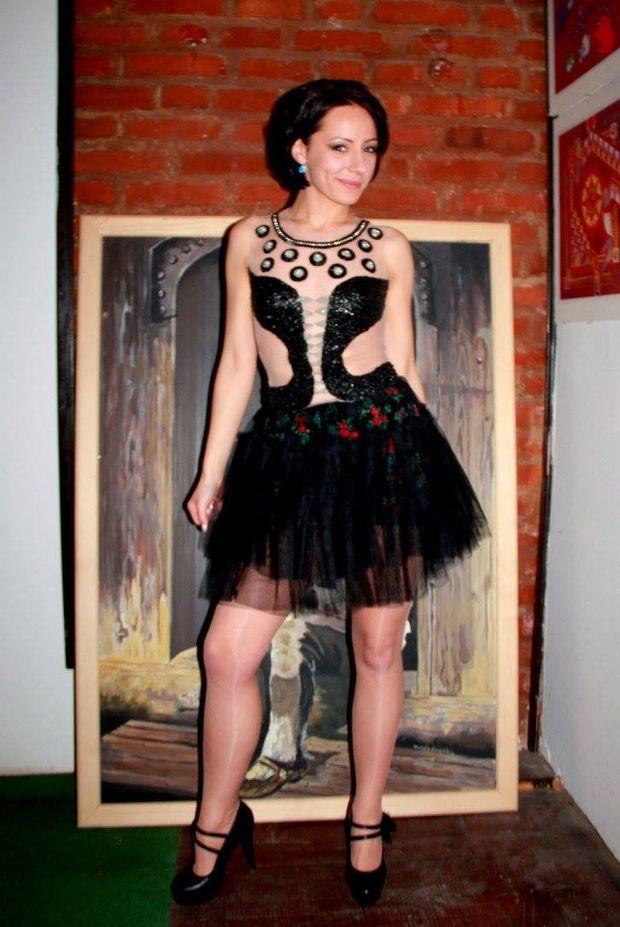 Smoking hot party girl in see through dress and mary jane heels