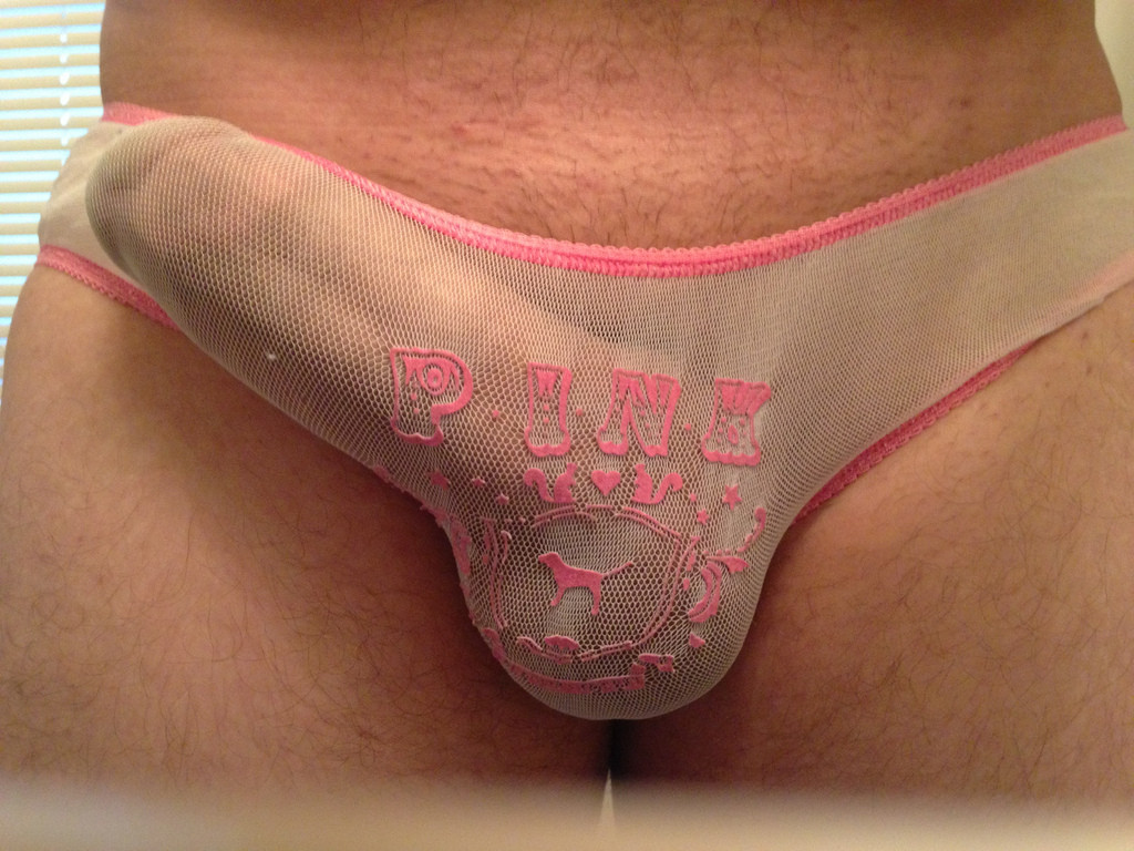 sexy mesh panties can't hide your big raging boner!