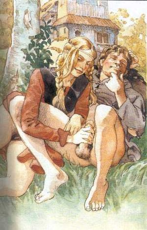 Erotic art - Handjob in the field