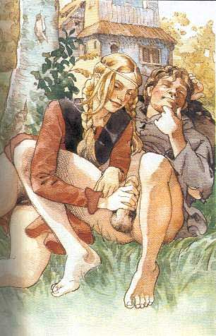 Erotic art - Handjob in the field