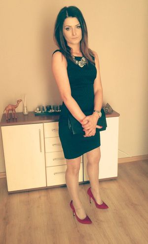 Mature brunette before going out