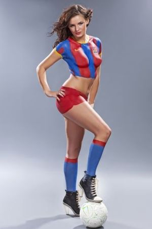 Footballer's outfit looks like bodypaint