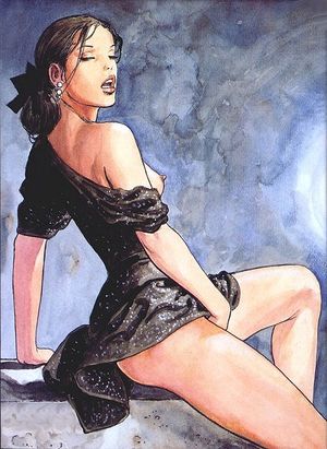 Women in art - Wearing black - By Milo Manara