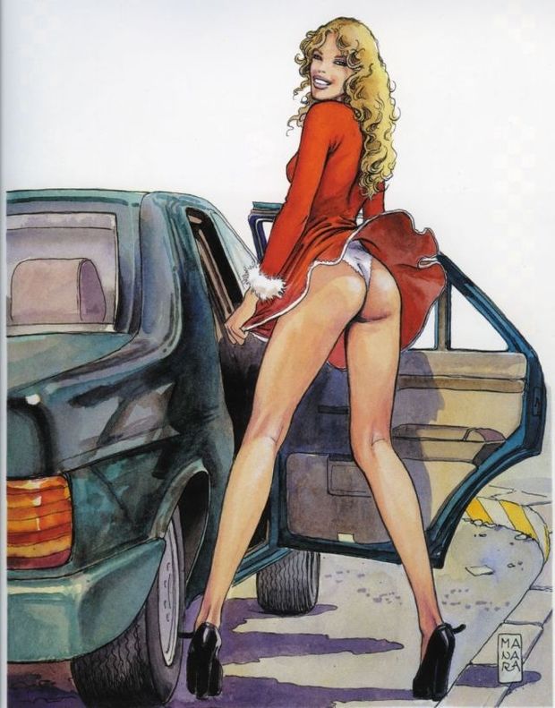 Women in art - Statuesque in red - By Milo Manara