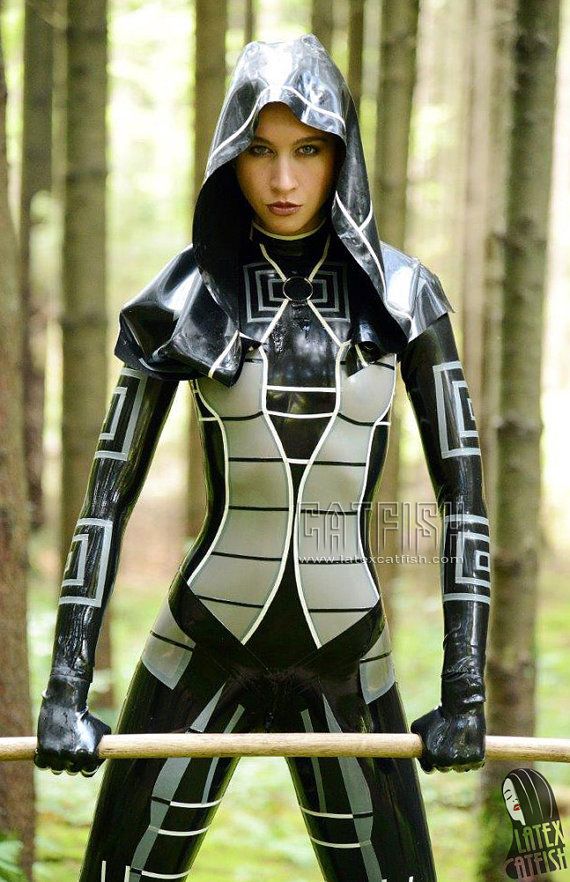 Mass Effect Kasumi Latex Costume / combinaison de Latex femme, vêtements en Latex