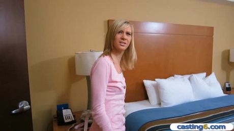 19 years old teen blonde gets tricked at a fake casting call