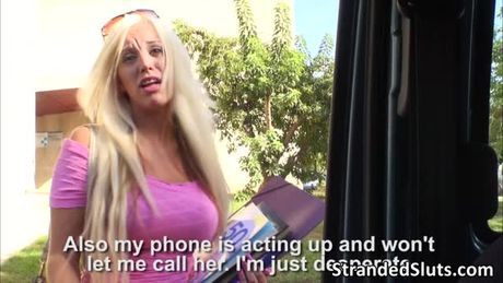 Pretty and busty woman gets a free ride on a good guys big hard dick when He let her ride his car. She then offered him a great sex.