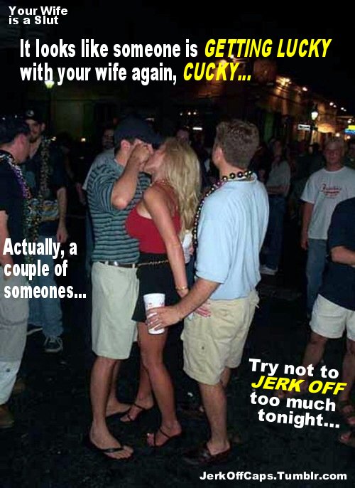 Saw my wife between two guys like this at a bar just a few weeks ago, both of ‘em making out with her and reaching into her panties…