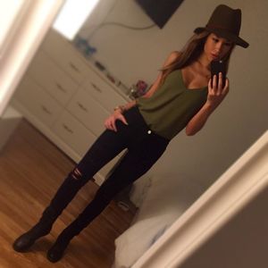 Black Ripped Knee Skinny Ankle Jeans