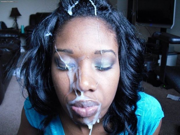 hot ebony babe coated in cum