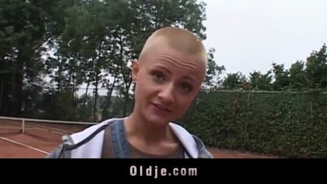 Horny young babe knows to work an old man, sucks his cock, fuck doggy style then cum in mouth