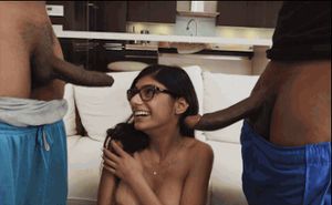 Mia Khalifa nervous with 2 huge black cocks