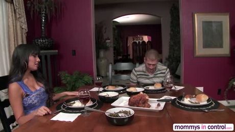 Hot black ebony stepmom Mercedez catches stepteen Amirah giving a blowjob so she joins the fucking action. The stepmom and stepteen shares t