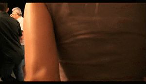 Blonde in short Dress - slipped up