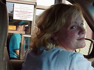 blonde GF with cum facial in the drive-through