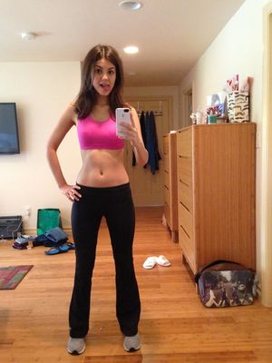 Victoria Justice pink sports bra