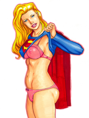Sexy Supergirl toon - Pink lingerie