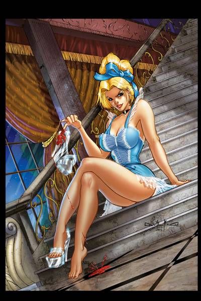 Sexy cinderella toon - Sitting on the steps of the palace